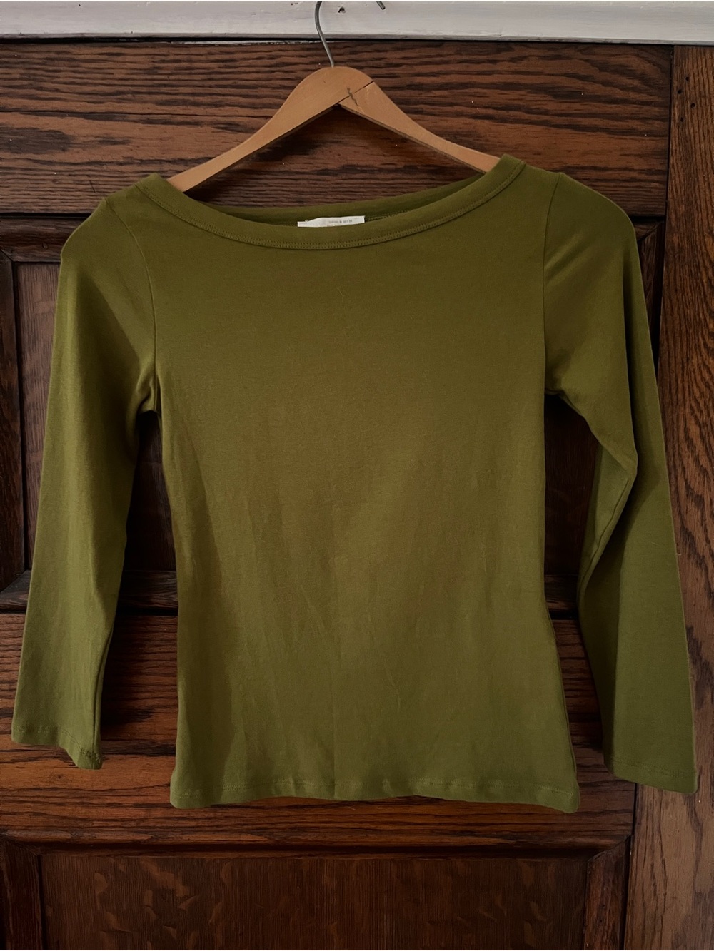 “Zara” Olive Green Boatneck Quarter Sleeve Top